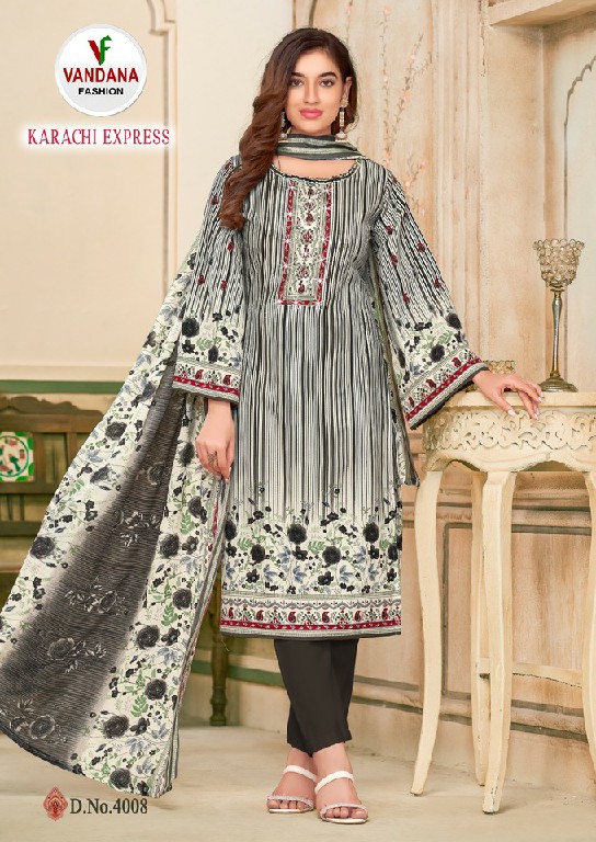 Vandana Karachi Express Vol-4 Soft Cotton Swarovski Work Dress Material