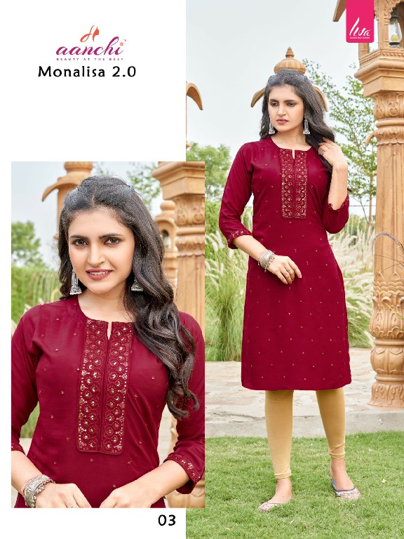 Aanchi Monalisa 2.0 Wholesale Liva Reyon Straight Cut Kurtis