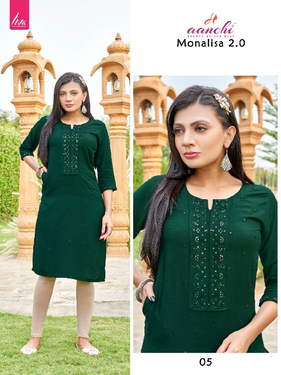 Aanchi Monalisa 2.0 Wholesale Liva Reyon Straight Cut Kurtis