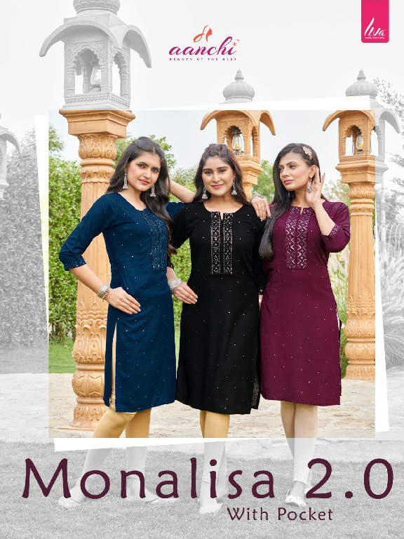 Aanchi Monalisa 2.0 Wholesale Liva Reyon Straight Cut Kurtis