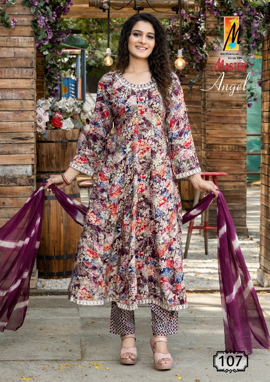 Master Angel Wholesale Rayon Foil Ghera Kurtis With Pant And Dupatta