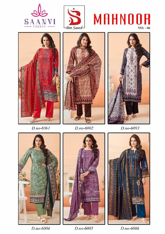 Bin Saeed Mahnoor Vol-6 Wholesale Karachi Designer Suits Dress Material