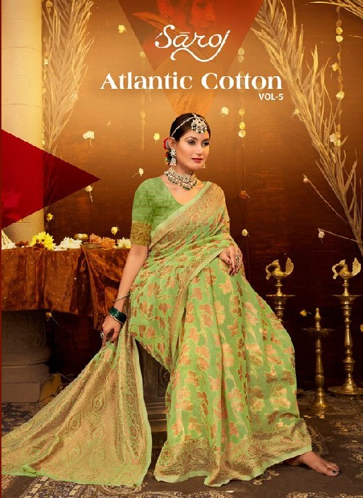 Saroj Atlantic Cotton Vol-5 Wholesale Soft Cotton Rich Pallu Sarees