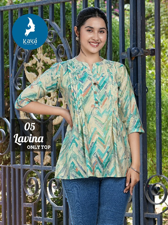 LAVINA BY KAYA STYLISH LOOK CHANDERI MODAL FULLY STITCH SHORT KURTI COLLECTION