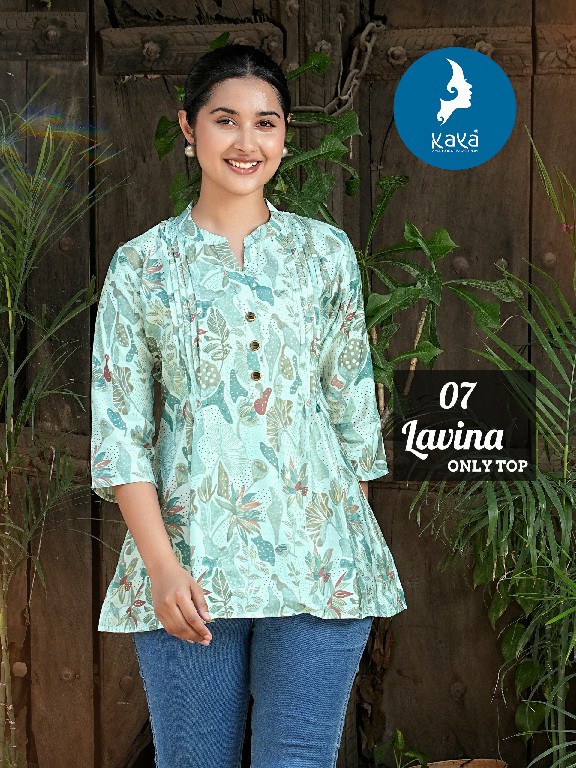 LAVINA BY KAYA STYLISH LOOK CHANDERI MODAL FULLY STITCH SHORT KURTI COLLECTION