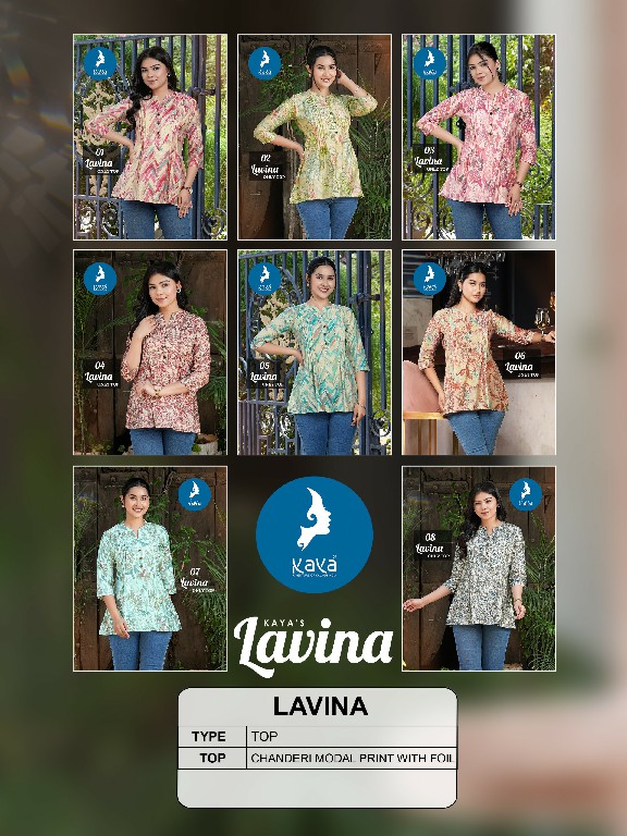 LAVINA BY KAYA STYLISH LOOK CHANDERI MODAL FULLY STITCH SHORT KURTI COLLECTION