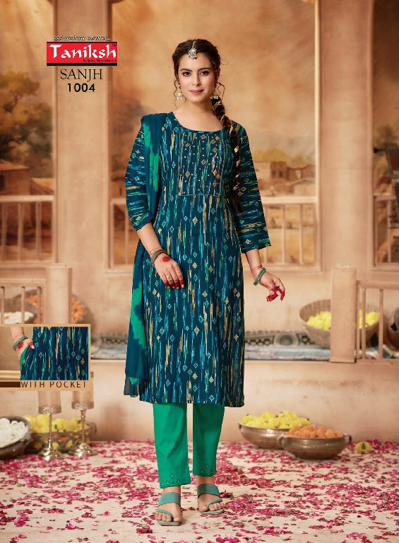 SANJH VOL 1 BY TANIKSH READYMADE FANCY RAYON FOIL PRINT BIG SIZE SALWAR SUIT FESTIVAL COLLECTION