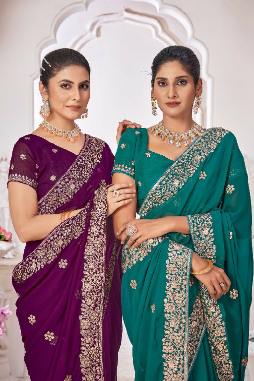 Jayshree D.no 1999A To 1999D Wholesale Georgette Blooming Function Wear Sarees