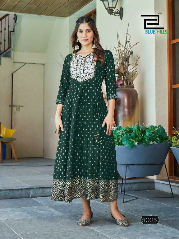 Blue Hills Walkway Vol-5 Wholesale Anarkali Gown With Neck Embroidery Kurtis