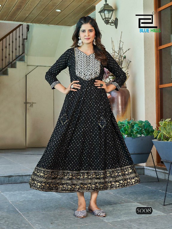 Blue Hills Walkway Vol-5 Wholesale Anarkali Gown With Neck Embroidery Kurtis