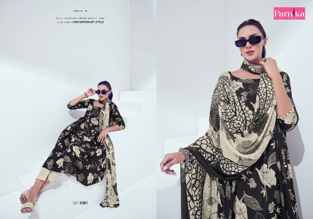 Parnika Solene Wholesale Digital Fine Liva Silk Dress Material