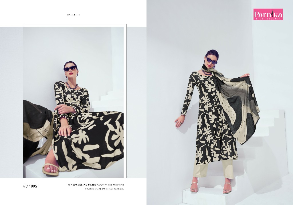 Parnika Solene Wholesale Digital Fine Liva Silk Dress Material
