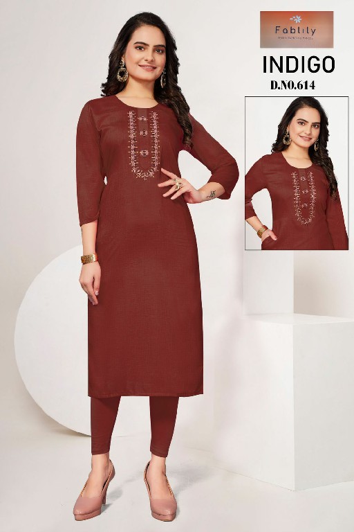 Fablily Indigo Wholesale Cotton Blend Long Kurtis Combo