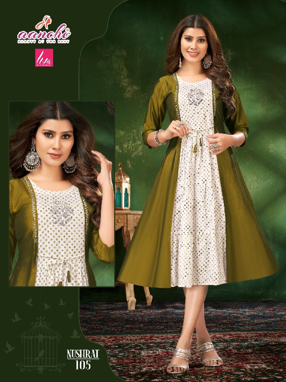 Aanchi Nushrat Wholesale Liva Reyon With Rangeela Silk Kurtis