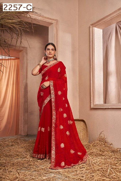 Jayshree D.no 2257A To 2257C Wholesale Samundar Chiffon Function Wear Sarees