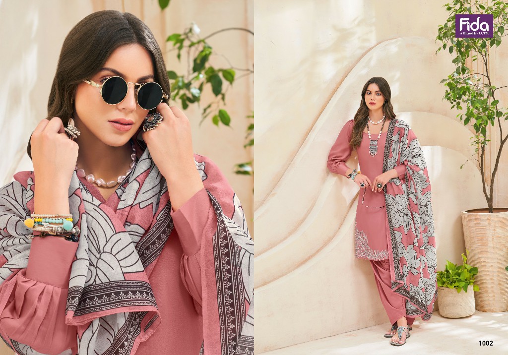 Fida Keeva Wholesale Pure Cotton Satin Solid With Embroidery Suits