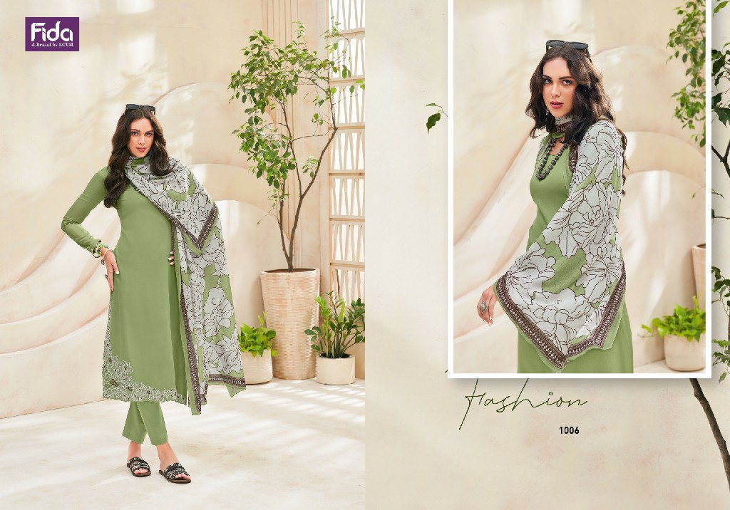 Fida Keeva Wholesale Pure Cotton Satin Solid With Embroidery Suits