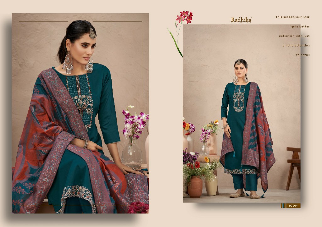 Radhika Bibo Jaan Wholesale Pure Zam Cotton With Embroidery Dress Material