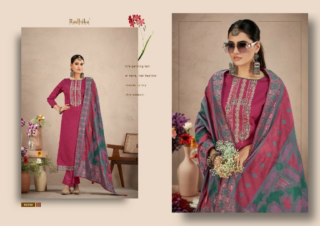 Radhika Bibo Jaan Wholesale Pure Zam Cotton With Embroidery Dress Material