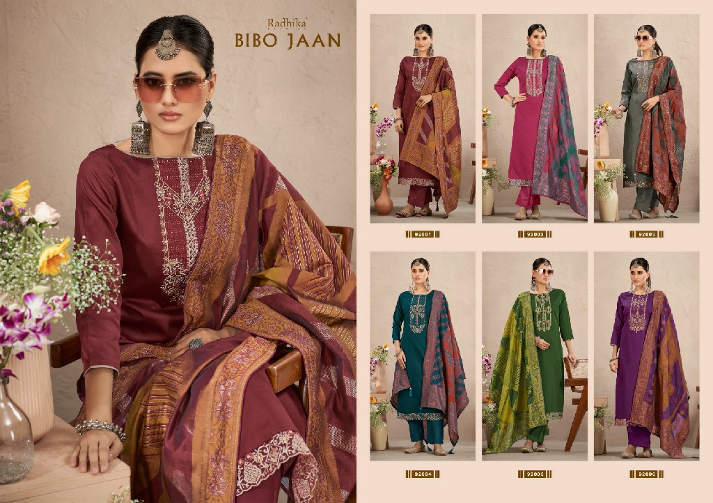 Radhika Bibo Jaan Wholesale Pure Zam Cotton With Embroidery Dress Material