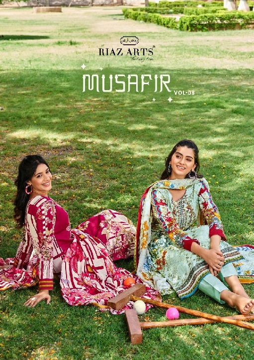 RIAZ ARTS PRESENTS MUSAFIR VOL 8 LAWN PAKISTANI EMBROIDERY NECK DAILY WEAR SALWAR SUIT