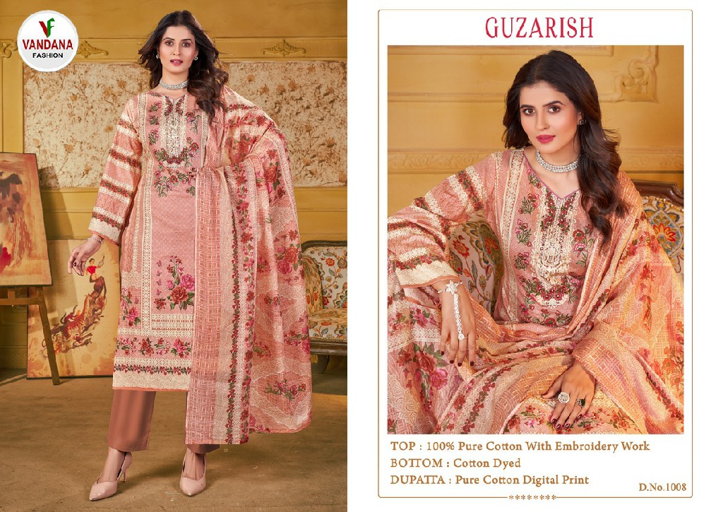 Vandana Guzarish Vol-1 Wholesale Pure Cotton With Embroidery Work Dress Material