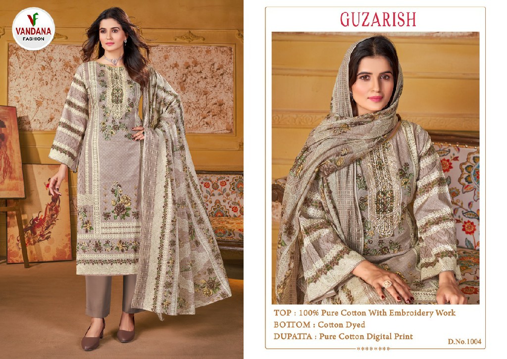 Vandana Guzarish Vol-1 Wholesale Pure Cotton With Embroidery Work Dress Material