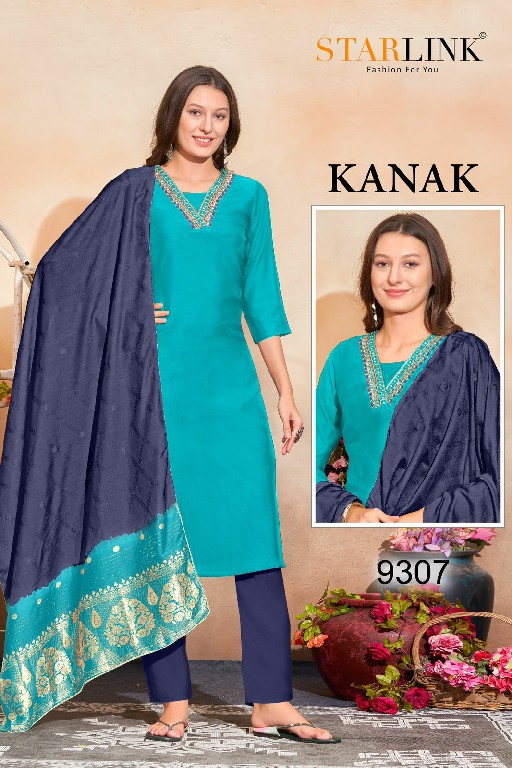 STARLINK KANAK CHANDERI DESIGNER HAND WORK NACK FULL STITCH BIG SIZE COMBO SET 3PCS DRESS