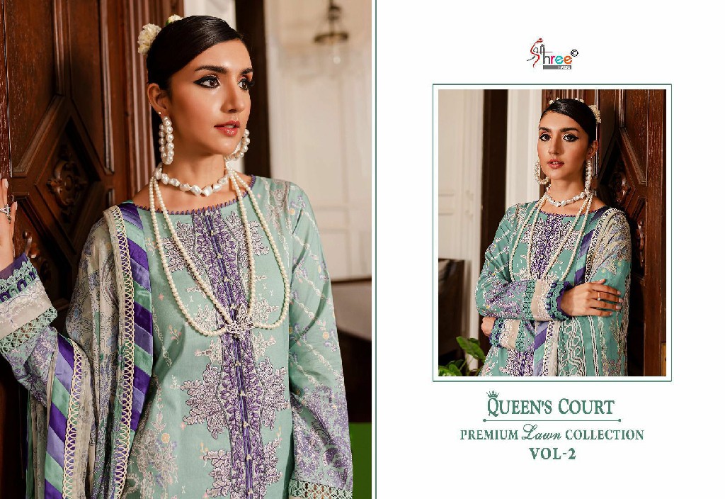 SHREE FABS QUEENS COURT PREMIUM LAWN COLLECTION VOL 2 BOLLYWOOD STYLE PAKISTANI 3PCS DRESS