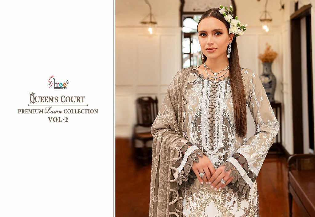 SHREE FABS QUEENS COURT PREMIUM LAWN COLLECTION VOL 2 BOLLYWOOD STYLE PAKISTANI 3PCS DRESS
