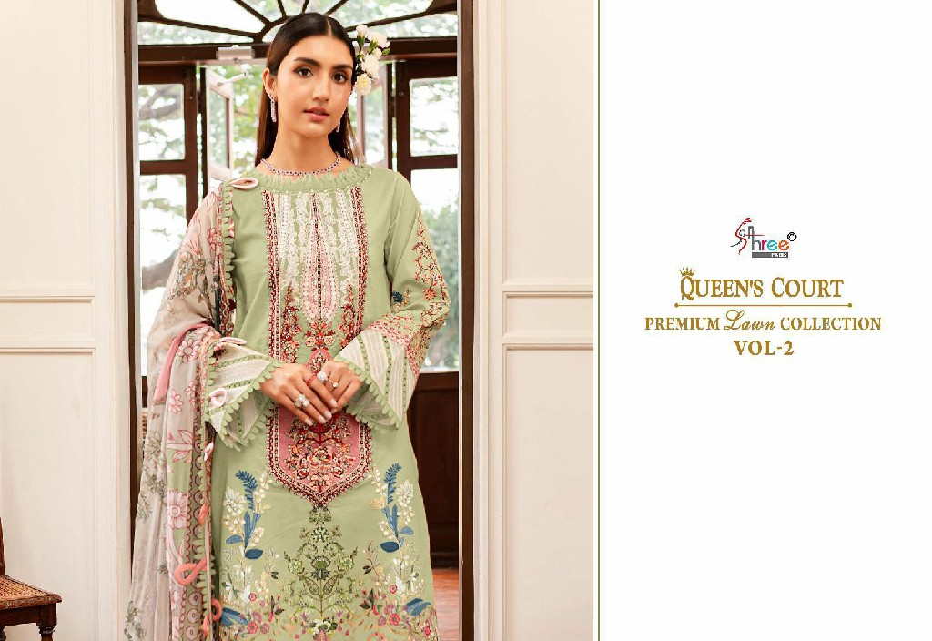 SHREE FABS QUEENS COURT PREMIUM LAWN COLLECTION VOL 2 BOLLYWOOD STYLE PAKISTANI 3PCS DRESS