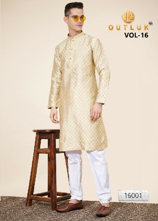 Outluk Vol-16 Wholesale Heavy Jacquard With Self Work Mens Kurta With Pajama