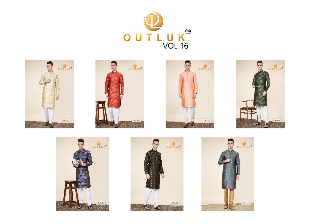 Outluk Vol-16 Wholesale Heavy Jacquard With Self Work Mens Kurta With Pajama