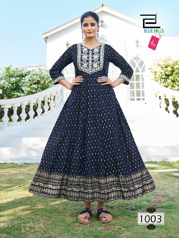 BLUE HILLS BLOCK BUSTER NX READYMADE ANARKALI STYLE LONG GOWN