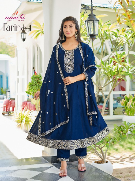 AANCHI PRESENTS FARINA VICHITRA READYMADE TRADITIONAL WEAR FLAIR KALI PATTERN SALWAR KAMEEZ