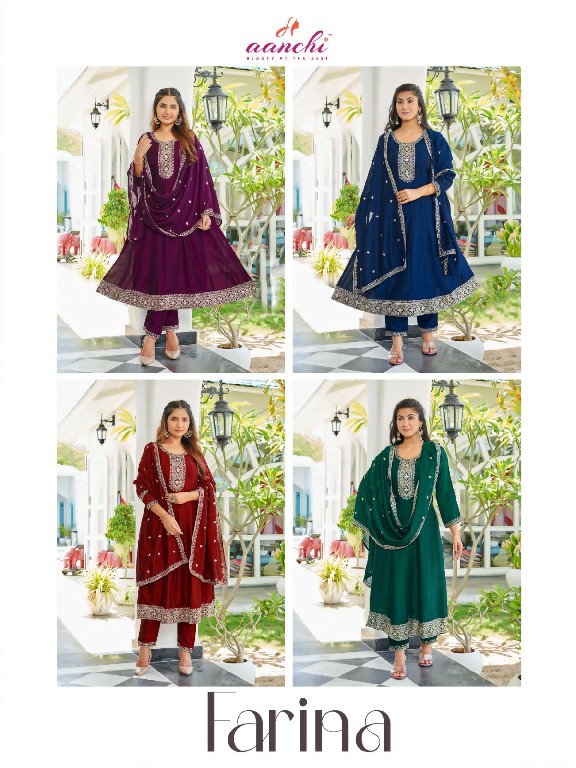 AANCHI PRESENTS FARINA VICHITRA READYMADE TRADITIONAL WEAR FLAIR KALI PATTERN SALWAR KAMEEZ