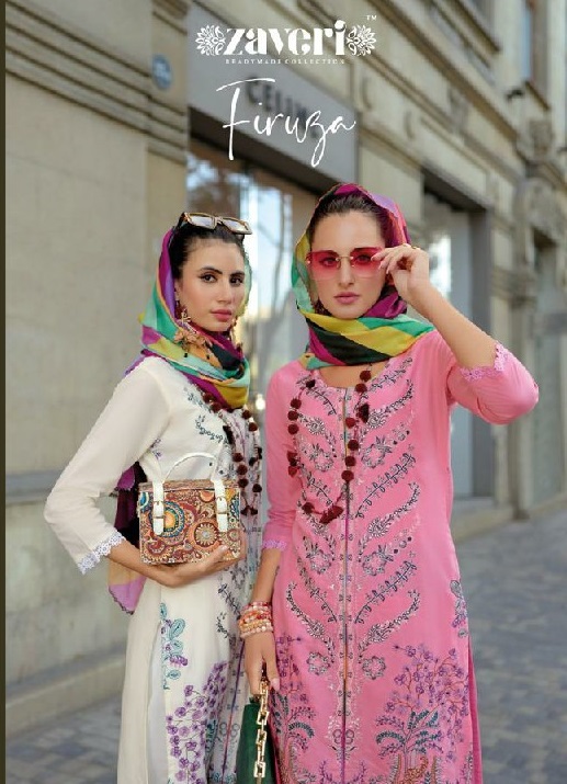 ZAVERI FIRUZA COTTON FASHIONABLE DESIGN READYMADE BIG SIZE PAKISTANI KURTI PANT WITH DUPATTA