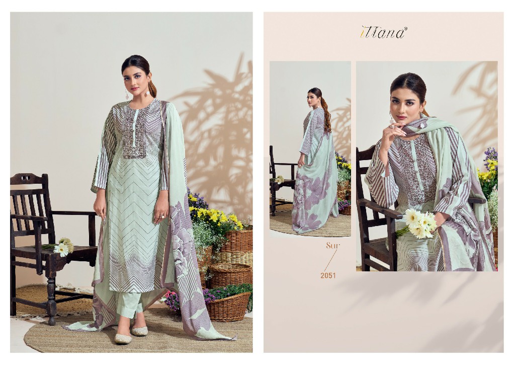 Itrana Sur Wholesale Pure Cotton Lawn With Orgenza Silk Salwar Suits
