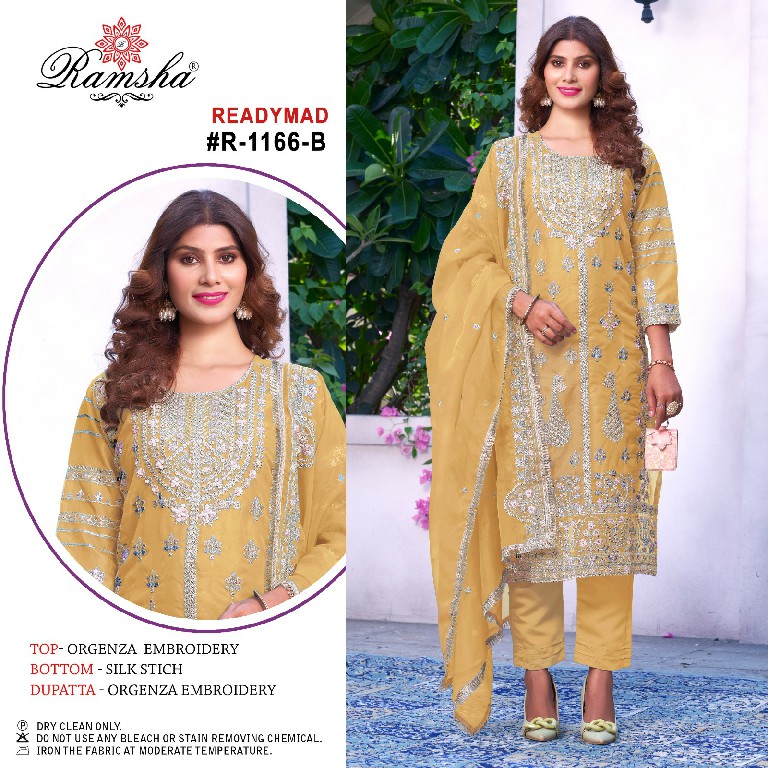 RAMSHA BY R-1166 NX READYMADE FANCY ORGANZA TRADITIONAL WEAR PAKISTANI KURTI PANT DUPATTA