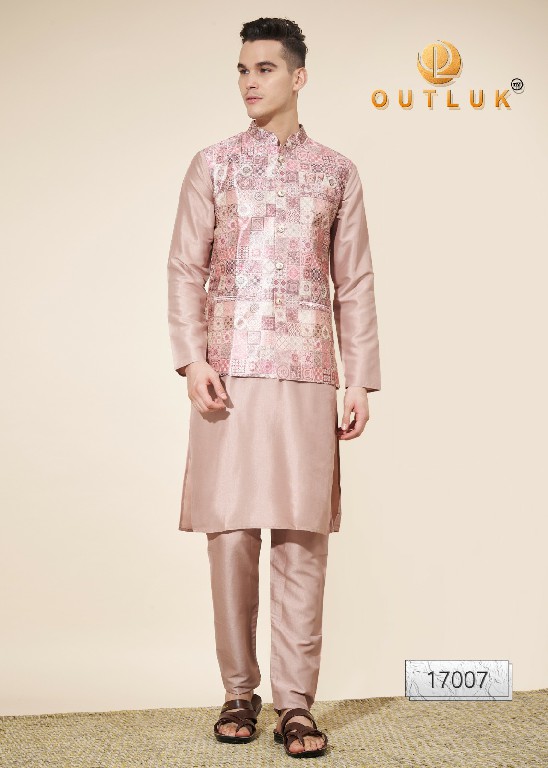 Outluk Vol-17 Wholesale Heavy Jacquard With Self Work Mens Kurta With Pajama