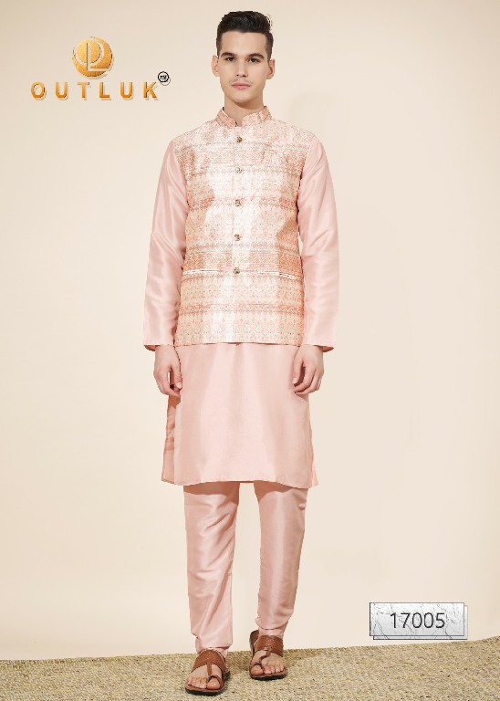 Outluk Vol-17 Wholesale Heavy Jacquard With Self Work Mens Kurta With Pajama