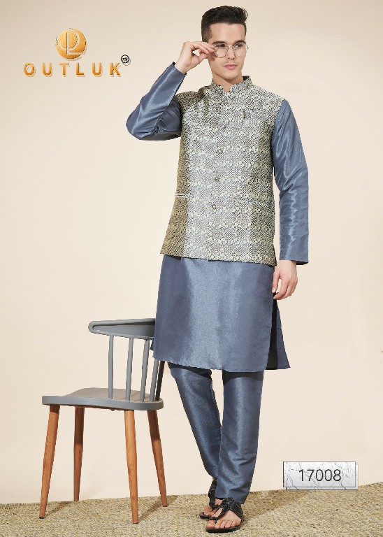 Outluk Vol-17 Wholesale Heavy Jacquard With Self Work Mens Kurta With Pajama