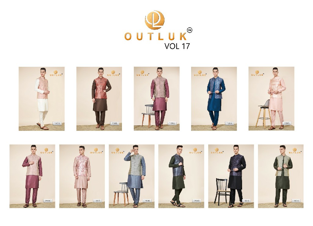 Outluk Vol-17 Wholesale Heavy Jacquard With Self Work Mens Kurta With Pajama