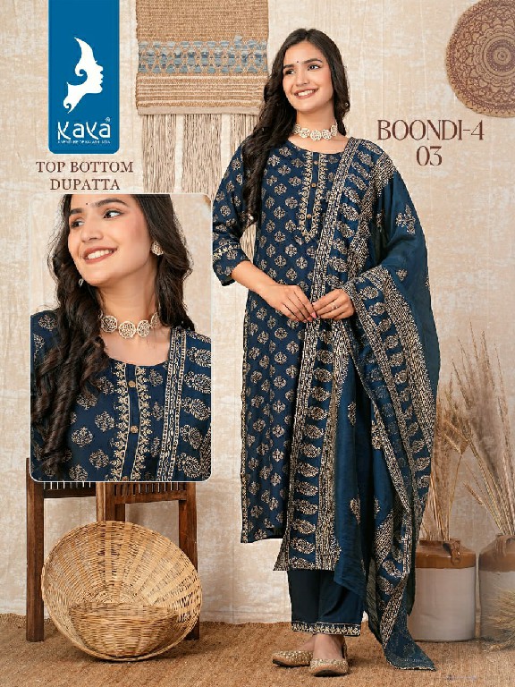 KAYA BOONDI VOL 4 READYMADE FANCY STRAIGHT KURTI PANT DUAPTTA