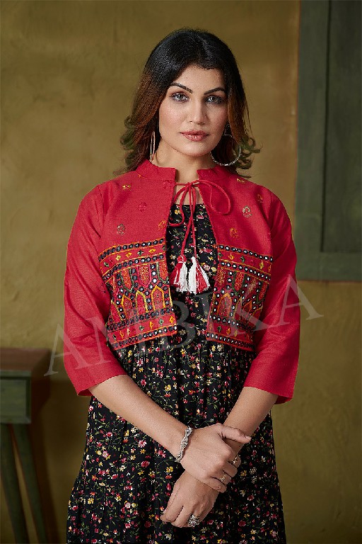 Ambika Blooming Wholesale Ghera With Frill Daman With Koti Kurtis