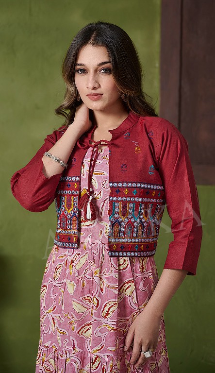 Ambika Blooming Wholesale Ghera With Frill Daman With Koti Kurtis