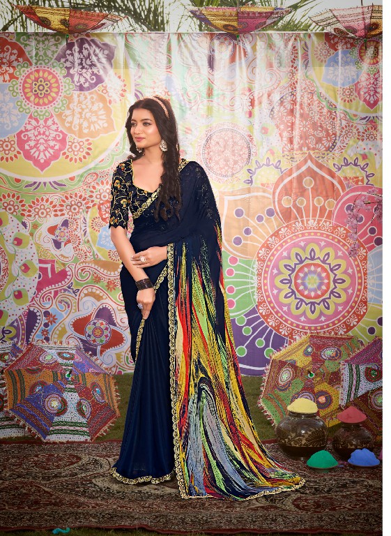 Stavan Rang Wholesale Moss Chiffon Print With Embroidery Sarees