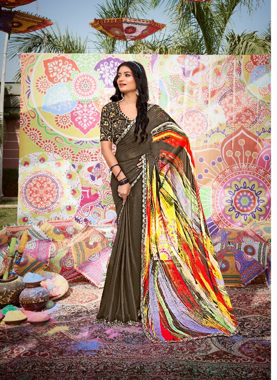 Stavan Rang Wholesale Moss Chiffon Print With Embroidery Sarees