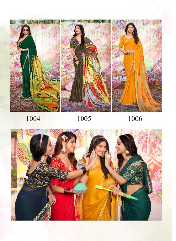 Stavan Rang Wholesale Moss Chiffon Print With Embroidery Sarees