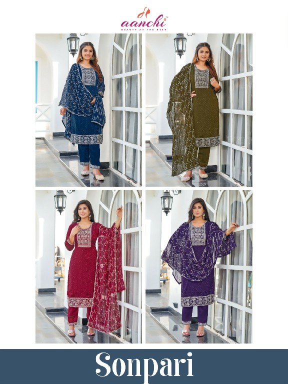 Aanchi Sonpari Wholesale Readymade Rangoli Straight Kurtis With Pant And Dupatta